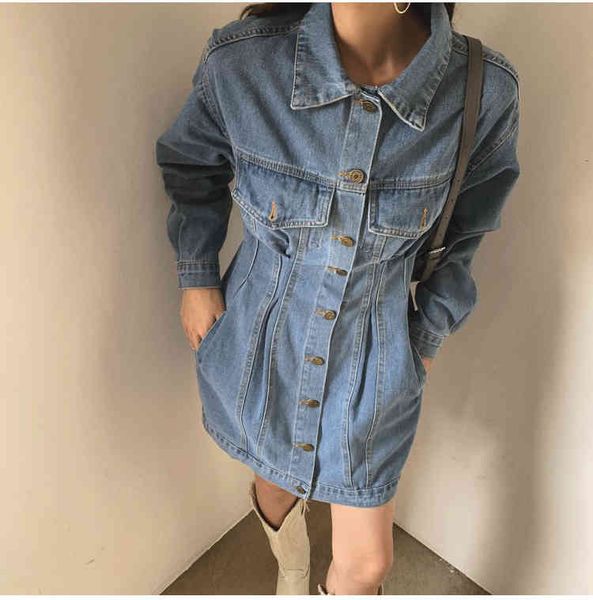 dresses spring and autumn vintage lapel denim clothes 2021 slim gird long sleeve single breasted women, Black;gray
dresses spring and autumn vintage lapel denim clothes 2021 slim gird long sleeve single breasted women, Black;gray
