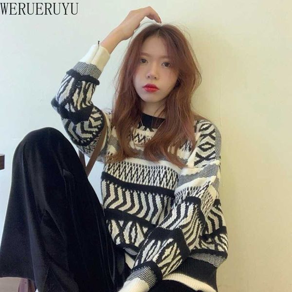 werueruyu vintage casual loose sweater women's sweaters japanese kawaii female korean harajuku clothing for women 210608, White;black
werueruyu vintage casual loose sweater women's sweaters japanese kawaii female korean harajuku clothing for women 210608, White;black