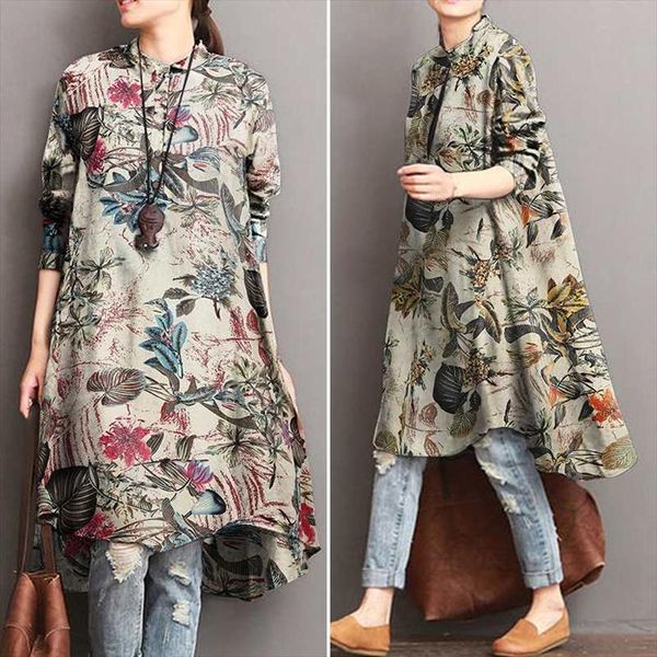 vintage printed vestidos autumn zanzea women blouses casual long sleeve female floral tunic, White
vintage printed vestidos autumn zanzea women blouses casual long sleeve female floral tunic, White