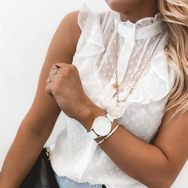 women's blouses & shirts women stand-up collar skin-friendly ladies summer ruffle splicing blouse, White
women's blouses & shirts women stand-up collar skin-friendly ladies summer ruffle splicing blouse, White