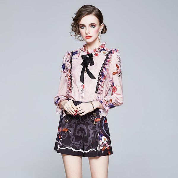 women's tracksuits 2021 fashion spring autumn women runway set elegant ruffle patchwork shirt and shorts suit matching lady vintage twi, Gray
women's tracksuits 2021 fashion spring autumn women runway set elegant ruffle patchwork shirt and shorts suit matching lady vintage twi, Gray