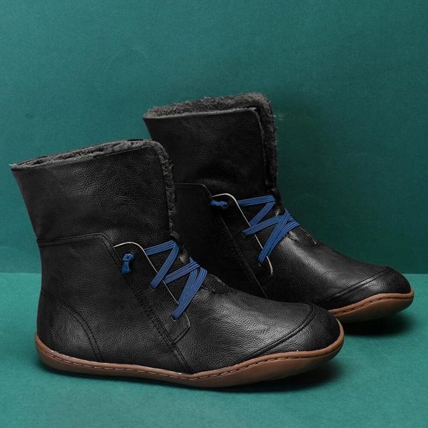 boots retro women plus size autumn winter pu leather flat keep warm snow lace-up solid color short booties round toe shoes, Black
boots retro women plus size autumn winter pu leather flat keep warm snow lace-up solid color short booties round toe shoes, Black