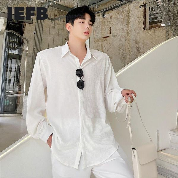 men's casual shirts iefb fashion autumn simple jacquard slightly transparent loose shirt black white lapel 2021 9y8519, White;black
men's casual shirts iefb fashion autumn simple jacquard slightly transparent loose shirt black white lapel 2021 9y8519, White;black