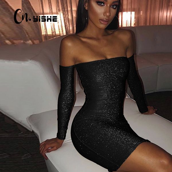 cnyishe long sleeve slash neck dress women off shoulder slim skinny mini dresses glitter party outfits female vestidos robe 210419, Black;gray
cnyishe long sleeve slash neck dress women off shoulder slim skinny mini dresses glitter party outfits female vestidos robe 210419, Black;gray