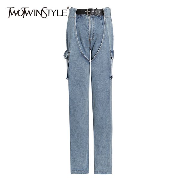 twotwinstyle streetwear denim pants for women high waist patchwork casual straight jeans female fashion stylish autumn 210517, Blue
twotwinstyle streetwear denim pants for women high waist patchwork casual straight jeans female fashion stylish autumn 210517, Blue