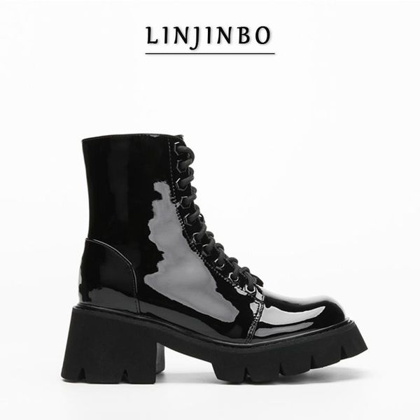 boots patent leather chunky platform ankle women retro lace-up high heels short 2021 autumn motorcycle ladies, Black
boots patent leather chunky platform ankle women retro lace-up high heels short 2021 autumn motorcycle ladies, Black