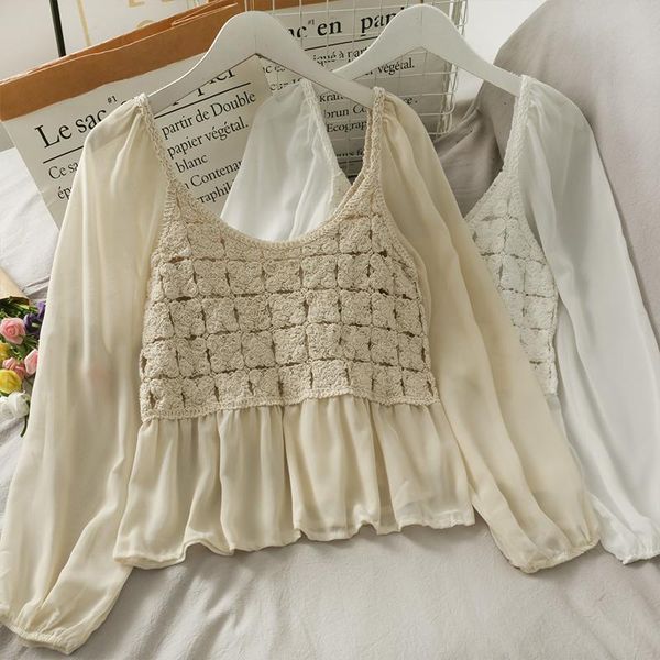 women's blouses & shirts female chiffon stitching bubble long-sleeved blouse 2021 spring and summer hollow one-shoulder all-match small, White
women's blouses & shirts female chiffon stitching bubble long-sleeved blouse 2021 spring and summer hollow one-shoulder all-match small, White