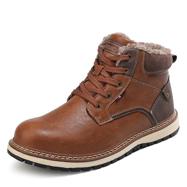 boots men's casual leather plush warm men shoes fashion male winter ankle snow working 40-47, Black
boots men's casual leather plush warm men shoes fashion male winter ankle snow working 40-47, Black