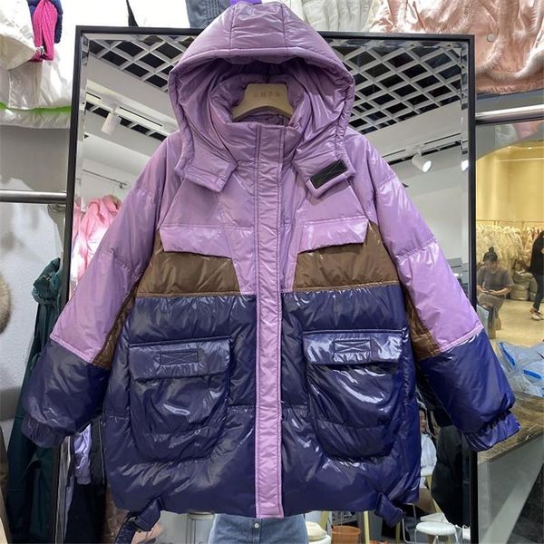 women's down & parkas mid-length hooded color matching shiny jacket winter women warm pocket long sleeve casual puffer female coats, Black
women's down & parkas mid-length hooded color matching shiny jacket winter women warm pocket long sleeve casual puffer female coats, Black