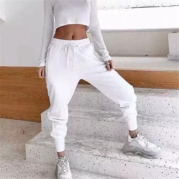 drawstring waist cargo sports elastic womens pants cuff casual sport trousers joggers streetwear leisure, Black;white
drawstring waist cargo sports elastic womens pants cuff casual sport trousers joggers streetwear leisure, Black;white