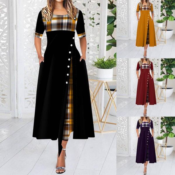 casual dresses 2021 plaid patchwork maxi dress women fashion elegant button streetwear party female high waist long, Black;gray
casual dresses 2021 plaid patchwork maxi dress women fashion elegant button streetwear party female high waist long, Black;gray