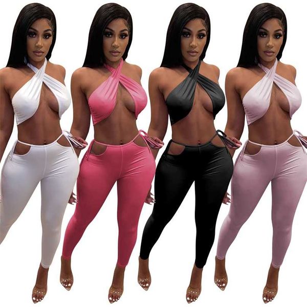 zoctuo solid two piece sets summer sleeveless women's outfits halter hollow out trousers club party tracksuit 211105, White
zoctuo solid two piece sets summer sleeveless women's outfits halter hollow out trousers club party tracksuit 211105, White