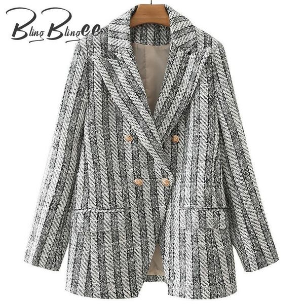 women's suits & blazers blingblingee 2021 autumn winter wram tweed woolen metal double breasted women casual female long jacket plaid c, White;black
women's suits & blazers blingblingee 2021 autumn winter wram tweed woolen metal double breasted women casual female long jacket plaid c, White;black