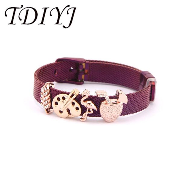 charm bracelets tdiyj purple stainless steel mesh bracelet with travel flamingo sketch camp charms women men jewelry gift 1set, Golden;silver
charm bracelets tdiyj purple stainless steel mesh bracelet with travel flamingo sketch camp charms women men jewelry gift 1set, Golden;silver