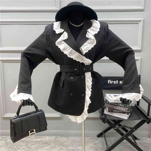 niche design 2021 double breasted blazer loop designed narrow the french retro small coat waistline, White;black
niche design 2021 double breasted blazer loop designed narrow the french retro small coat waistline, White;black