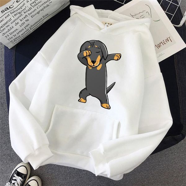 women's hoodies & sweatshirts hooded animated dog print sweatshirt, fleece, harajuku, hip-hop, casual, men, women hoodie, pullovers,, Black