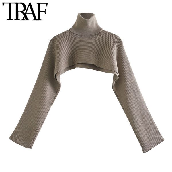 women fashion arm warmers cropped knitted sweater vintage high neck long sleeve female pullovers chic 210507, White;black
women fashion arm warmers cropped knitted sweater vintage high neck long sleeve female pullovers chic 210507, White;black