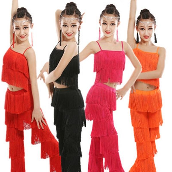 stage wear latin dance dress for girls ballroom tassel fringe pants salsa samba costume kids children competition g8tz, Black;red
stage wear latin dance dress for girls ballroom tassel fringe pants salsa samba costume kids children competition g8tz, Black;red