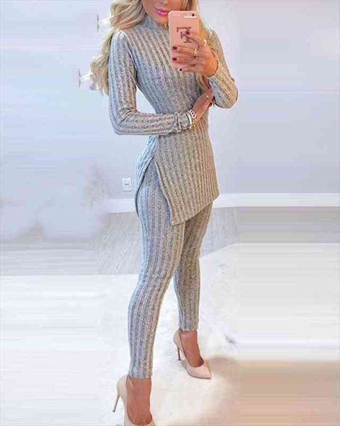 fall winter knitted 2 piece suits women long sleeve ribbed slit long and high waist pencil pants set, White
fall winter knitted 2 piece suits women long sleeve ribbed slit long and high waist pencil pants set, White