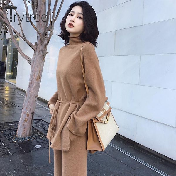 two piece dress trytree autumn winter set casual turtleneck knitting split hem belt + pant pockets office lady 2, White
two piece dress trytree autumn winter set casual turtleneck knitting split hem belt + pant pockets office lady 2, White