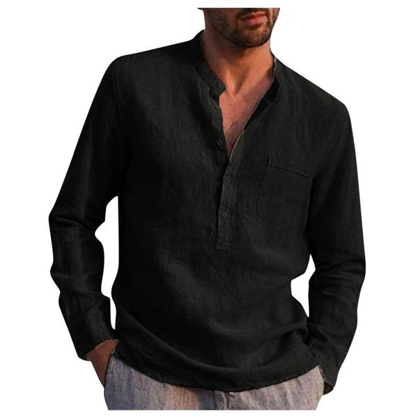 men's casual shirts summer slim basic solid color pocket full sleeve streetwear buttons stand collar henry shirt male, White;black
men's casual shirts summer slim basic solid color pocket full sleeve streetwear buttons stand collar henry shirt male, White;black