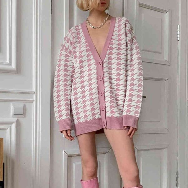 women's jackets women knit cardigan houndstooth v-neck oversize female sweater coat long sleeve loose casual fashion autumn ladies knit, Black;brown
women's jackets women knit cardigan houndstooth v-neck oversize female sweater coat long sleeve loose casual fashion autumn ladies knit, Black;brown