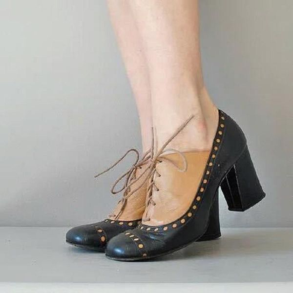 dress shoes pumps women chunky high heels lace up vintage ladies round toe mixed colors brogue female zapatos mujer, Black
dress shoes pumps women chunky high heels lace up vintage ladies round toe mixed colors brogue female zapatos mujer, Black