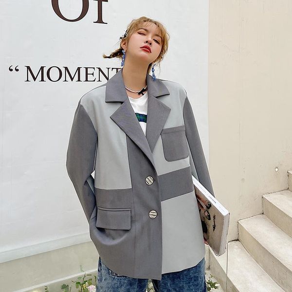 women's suits & blazers fashion patchwork contrast color big size blazer women notched collar long sleeve loose jacket spring autumn 20, White;black
women's suits & blazers fashion patchwork contrast color big size blazer women notched collar long sleeve loose jacket spring autumn 20, White;black