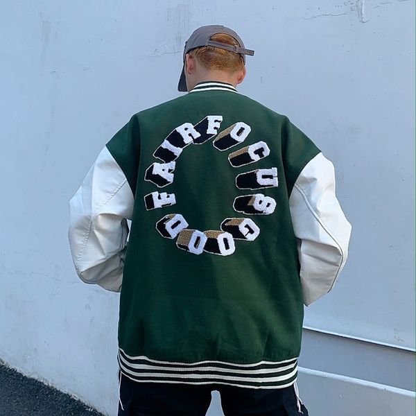 hip hop letters embroidery college jackets mens patchwork color block harajuku bomber jacket women baseball pu leather coats, Black;brown
hip hop letters embroidery college jackets mens patchwork color block harajuku bomber jacket women baseball pu leather coats, Black;brown