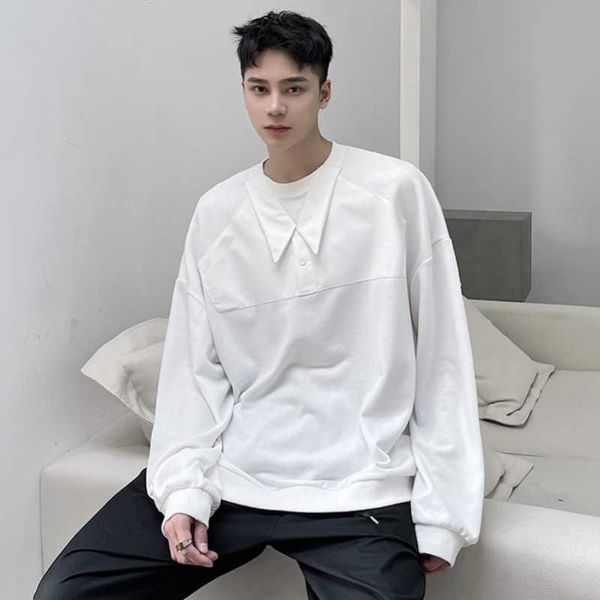 men's casual shirts spring round collar lapel overlapping splicing minority design personality shirt korean edition loose, White;black
men's casual shirts spring round collar lapel overlapping splicing minority design personality shirt korean edition loose, White;black