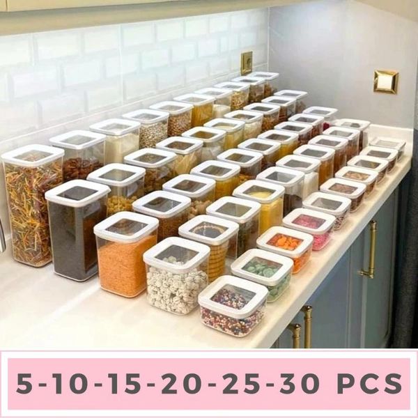 storage bottles & jars 30 pcs kitchen food box container set organizer square vacuum lid airtight pantry noodle legume cereals rice pasta
storage bottles & jars 30 pcs kitchen food box container set organizer square vacuum lid airtight pantry noodle legume cereals rice pasta