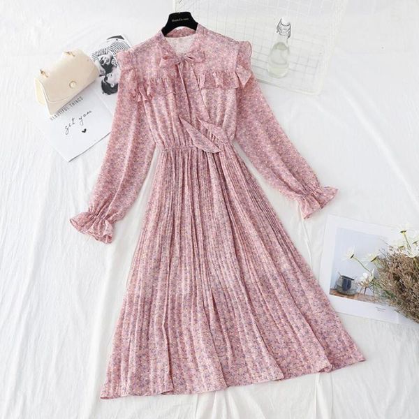 casual dresses spring autumn elegant bow chiffon dress for women vintage elastic high waist pleated floral print long sleeve vestidos, Black;gray
casual dresses spring autumn elegant bow chiffon dress for women vintage elastic high waist pleated floral print long sleeve vestidos, Black;gray