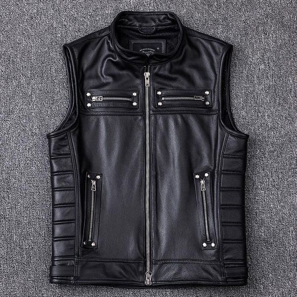 men's leather & faux tcyeek 2021 genuine jacket men real cowhide coat vest mens vests vintage sleeveless jackets kj2706, Black
men's leather & faux tcyeek 2021 genuine jacket men real cowhide coat vest mens vests vintage sleeveless jackets kj2706, Black