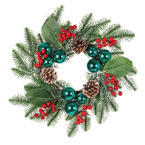 christmas wreath for front door decoration with blue ball ornaments, leaves,pine cones, red berry decorative flowers & wreaths
christmas wreath for front door decoration with blue ball ornaments, leaves,pine cones, red berry decorative flowers & wreaths