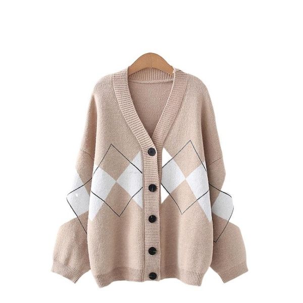 women's knits & tees argyle jacquard women knit cardigan 2021 winter single breasted v-neck knitwear korean fashion sweet warm soft jum, White
women's knits & tees argyle jacquard women knit cardigan 2021 winter single breasted v-neck knitwear korean fashion sweet warm soft jum, White
