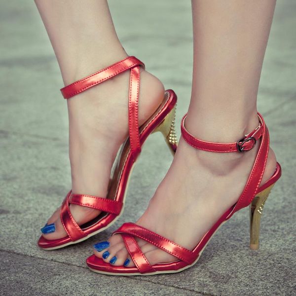 fashion women sandals red patent leather high heel open toe ankle buckle strap ladies party shoes, Black
fashion women sandals red patent leather high heel open toe ankle buckle strap ladies party shoes, Black