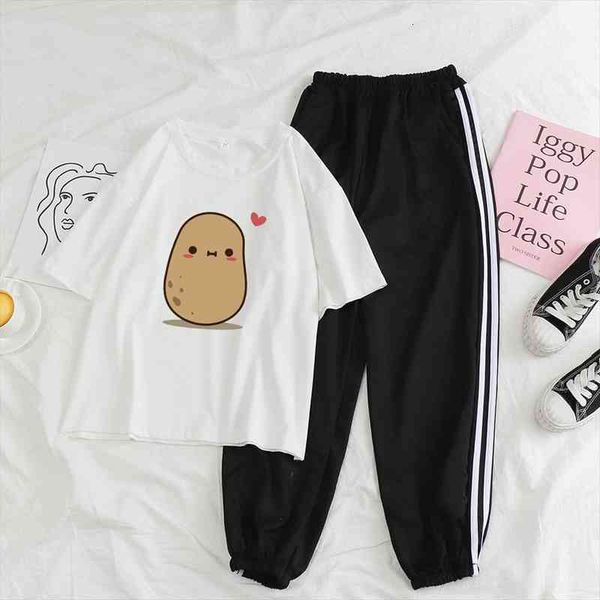 sets summer suit striped womenpant trousers sweatpants baggy love potatoes graphic crop pant suits, White
sets summer suit striped womenpant trousers sweatpants baggy love potatoes graphic crop pant suits, White