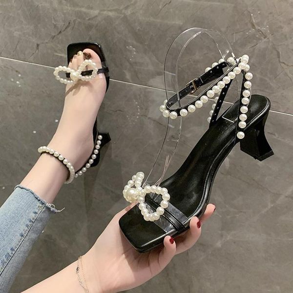 dress shoes summer women fashion pearl bow thick heel sandals elegant square toe ankle buckle sandalias woman daily office lady, Black
dress shoes summer women fashion pearl bow thick heel sandals elegant square toe ankle buckle sandalias woman daily office lady, Black
