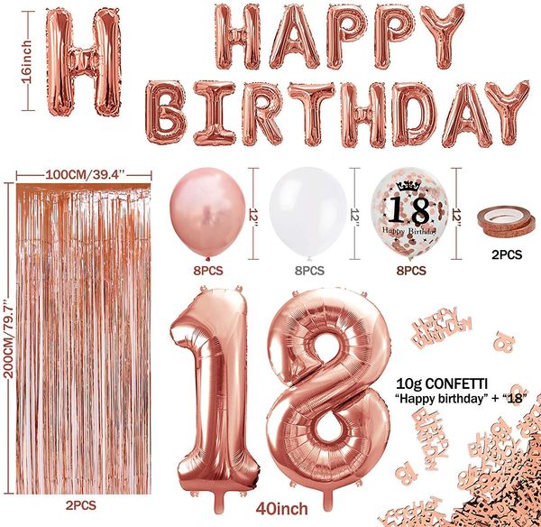 18th rose gold birthday party decoration happy birthday banner helium number balloon 18 xxl 2 rose gold fringe curtain latex
18th rose gold birthday party decoration happy birthday banner helium number balloon 18 xxl 2 rose gold fringe curtain latex