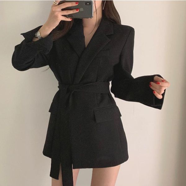 black office work suits belt cardigan style lace-up belted lapel blazers women's &, White;black
black office work suits belt cardigan style lace-up belted lapel blazers women's &, White;black