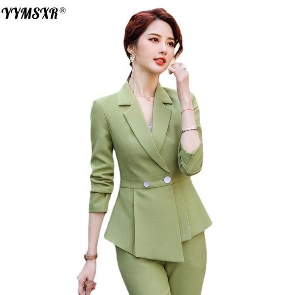 women's two piece pants two-piece elegant office suit autumn and winter fashion slim ladies jacket high waist trousers, White
women's two piece pants two-piece elegant office suit autumn and winter fashion slim ladies jacket high waist trousers, White