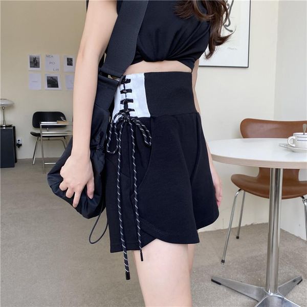 women's shorts harajuku dark style high waist drawstring casual sports chic summer 2021 cotton stretch streetwear, White;black
women's shorts harajuku dark style high waist drawstring casual sports chic summer 2021 cotton stretch streetwear, White;black