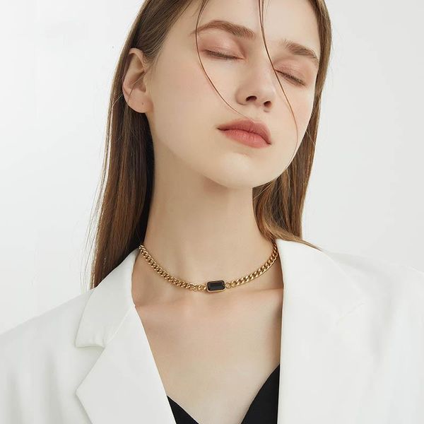 chains korea stainless steel black cz crystal hip hop jewelry necklace for woman ins style 18k gold chain clavicle, Silver
chains korea stainless steel black cz crystal hip hop jewelry necklace for woman ins style 18k gold chain clavicle, Silver