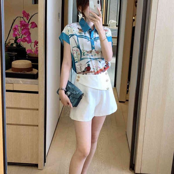 pants retro-bohemian printing flowers short sleeve shirt elegant white temperament shorts of women quality pieces
pants retro-bohemian printing flowers short sleeve shirt elegant white temperament shorts of women quality pieces