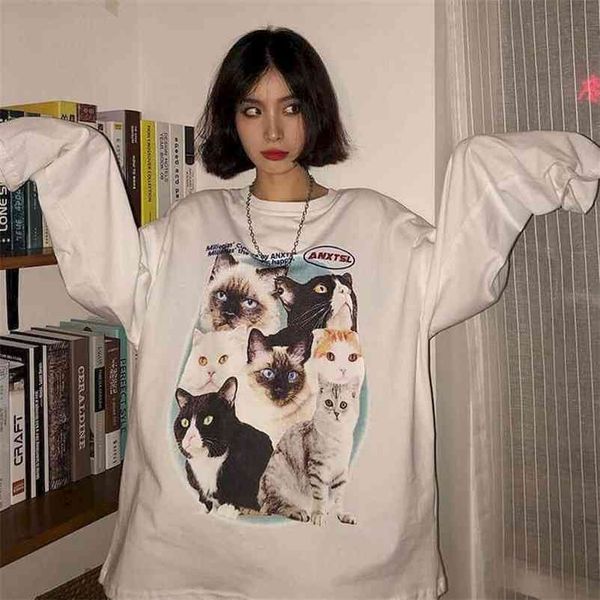 white long-sleeved t-shirt women tshirt punk t shirt harajuku autumn korean loose hong kong flavor retro printed ins 210330
white long-sleeved t-shirt women tshirt punk t shirt harajuku autumn korean loose hong kong flavor retro printed ins 210330
