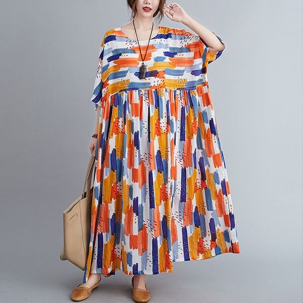 oversized women loose casual dress new arrival summer simple style vintage print female cotton linen long dresses s3354 210412, Black;gray
oversized women loose casual dress new arrival summer simple style vintage print female cotton linen long dresses s3354 210412, Black;gray
