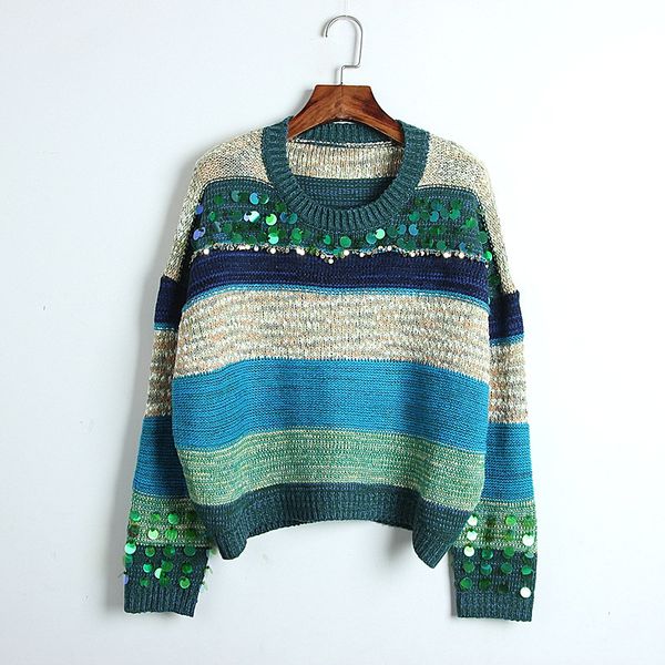 women's sweaters beaded sequin blouse gradient stripe o-neck pullover green sweater female autumn winter korean knit jumper clothes 202, White;black
women's sweaters beaded sequin blouse gradient stripe o-neck pullover green sweater female autumn winter korean knit jumper clothes 202, White;black