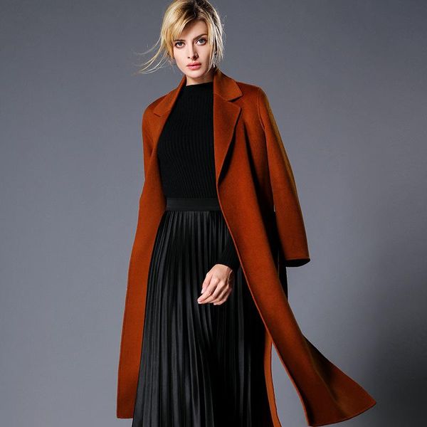 women's wool & blends double sided cashmere coat autumn winter 2021 european american wear pure color shows thin woolen overcoat jacket, Black
women's wool & blends double sided cashmere coat autumn winter 2021 european american wear pure color shows thin woolen overcoat jacket, Black