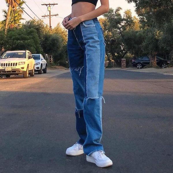 women's jeans fashion patchwork ladies trousers high waist woman streetwear striaght denim pants contrast color pantalones #g3, Blue
women's jeans fashion patchwork ladies trousers high waist woman streetwear striaght denim pants contrast color pantalones #g3, Blue
