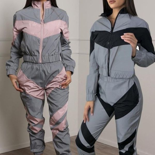women's two piece pants 2021 spring stitching reflective sports and leisure suit two-piece geometric spring/autumn polyester zipper, White
women's two piece pants 2021 spring stitching reflective sports and leisure suit two-piece geometric spring/autumn polyester zipper, White